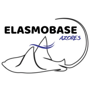 Stylized stingray logo with 'Elasmobase Azores' text.