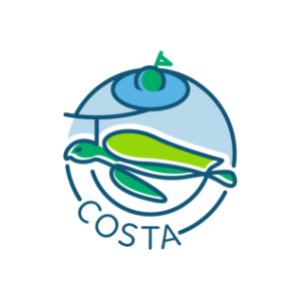 Logo with green turtle and text 'COSTA'
